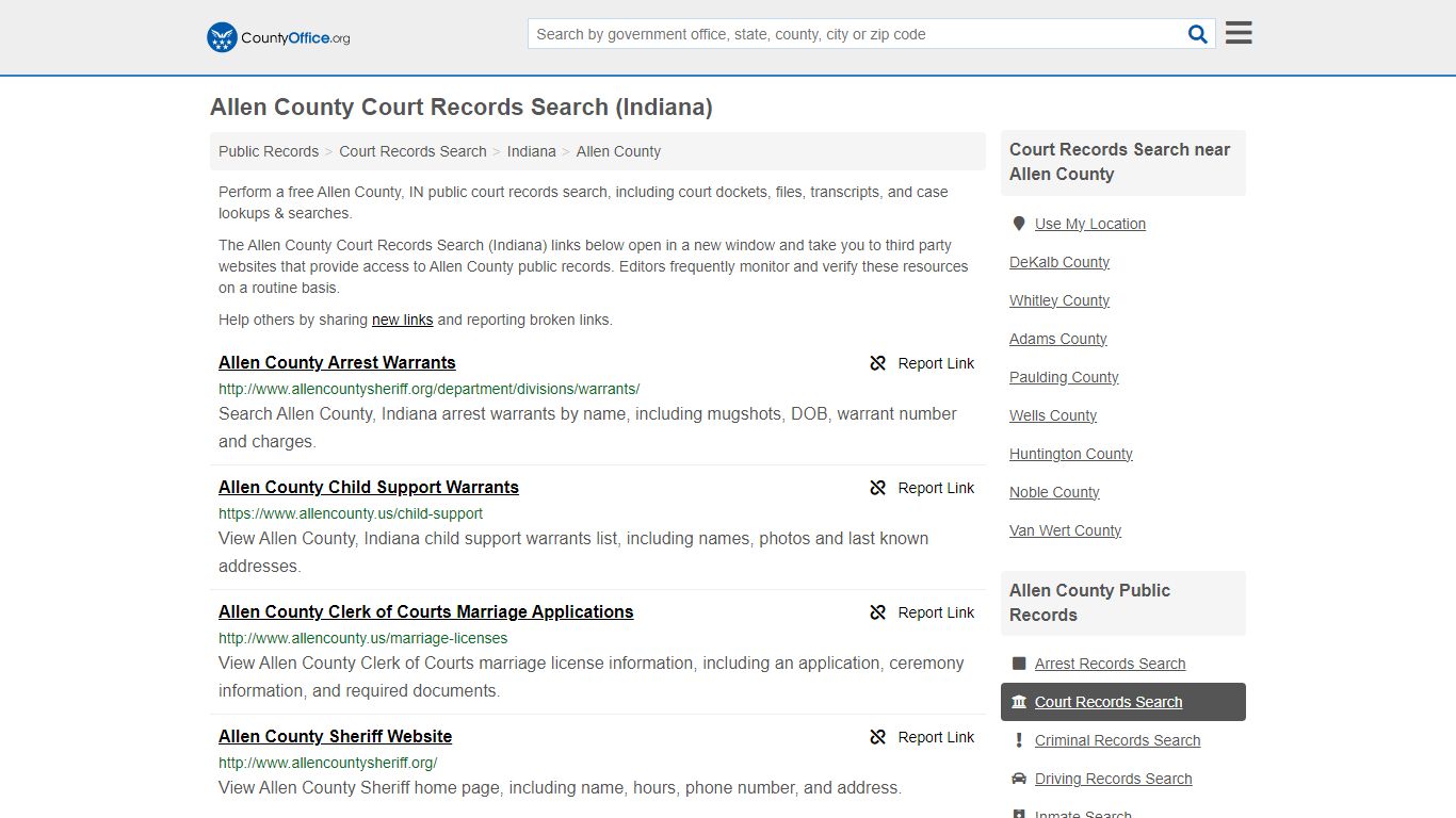 Allen County Court Records Search (Indiana) - County Office